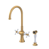 Rubinet Two Handle Single Hole Kitchen Set with Hand Spray Satin Gold