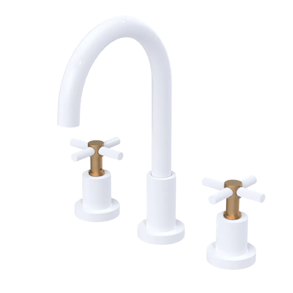 Rubinet Widespread Kitchen Set with LaSalle Spout White