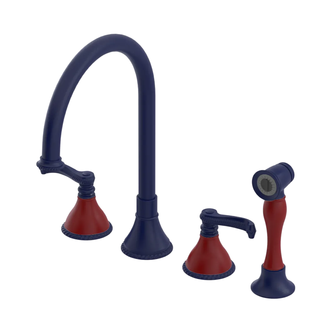 Rubinet Widespread Kitchen Set with Hand Spray Midnight Blue
