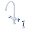Rubinet Two Handle Single Hole Kitchen Set with LaSalle Spout with Hand Spray Matt White