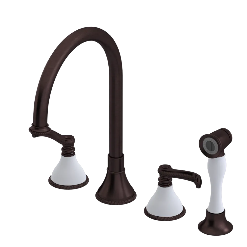 Rubinet Widespread Kitchen Set with Hand Spray Tuscan Brass