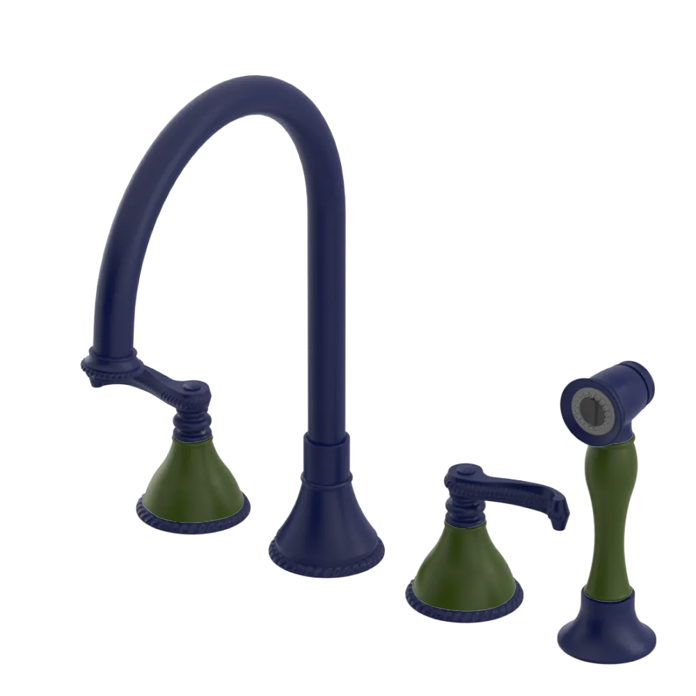 Rubinet Widespread Kitchen Set with Hand Spray Midnight Blue