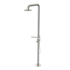 Rubinet Pressure Balance Outdoor Shower with Hand Held Shower & 10" Shower Head (with shelf) - 304 Stainless Steel Polished Nickel