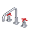 Rubinet Widespread Kitchen Set with Genesis Spout Satin Chrome