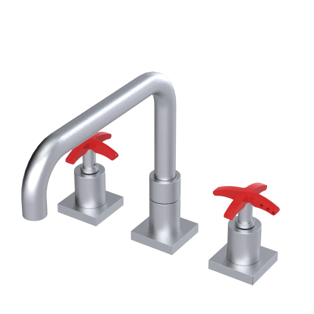 Rubinet Widespread Kitchen Set with Genesis Spout Satin Chrome