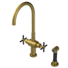 Rubinet Two Handle Single Hole Kitchen Set with LaSalle Spout with Hand Spray Antique Brass Matt