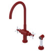 Rubinet Two Handle Single Hole Kitchen Set with LaSalle Spout with Hand Spray Maroon