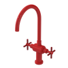 Rubinet Two Handle Single Hole Kitchen Set with LaSalle Spout Red