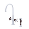 Rubinet Two Handle Single Hole Kitchen Set with Hand Spray Matt White