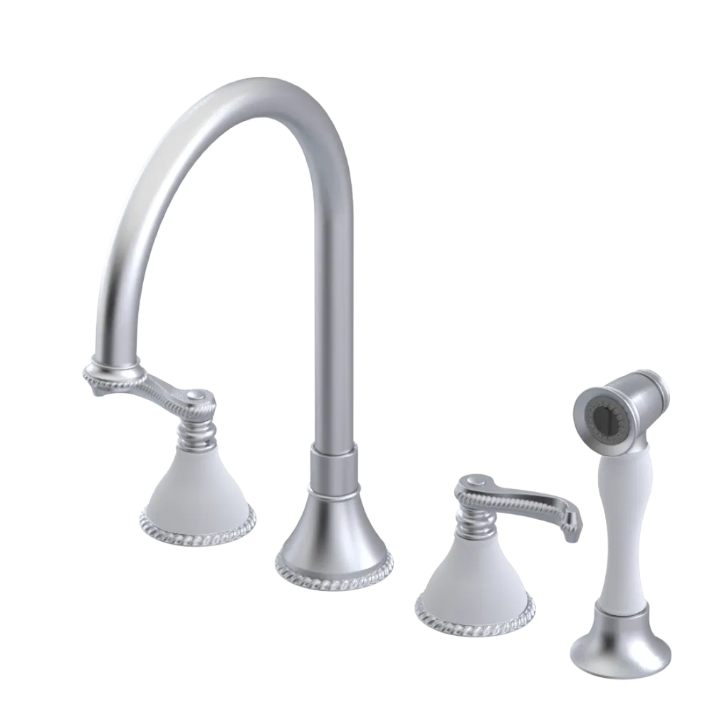 Rubinet Widespread Kitchen Set with Hand Spray Satin Chrome