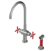 Rubinet Two Handle Single Hole Kitchen Set with LaSalle Spout with Hand Spray Satin Nickel