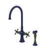 Rubinet Two Handle Single Hole Kitchen Set with Hand Spray Midnight Blue