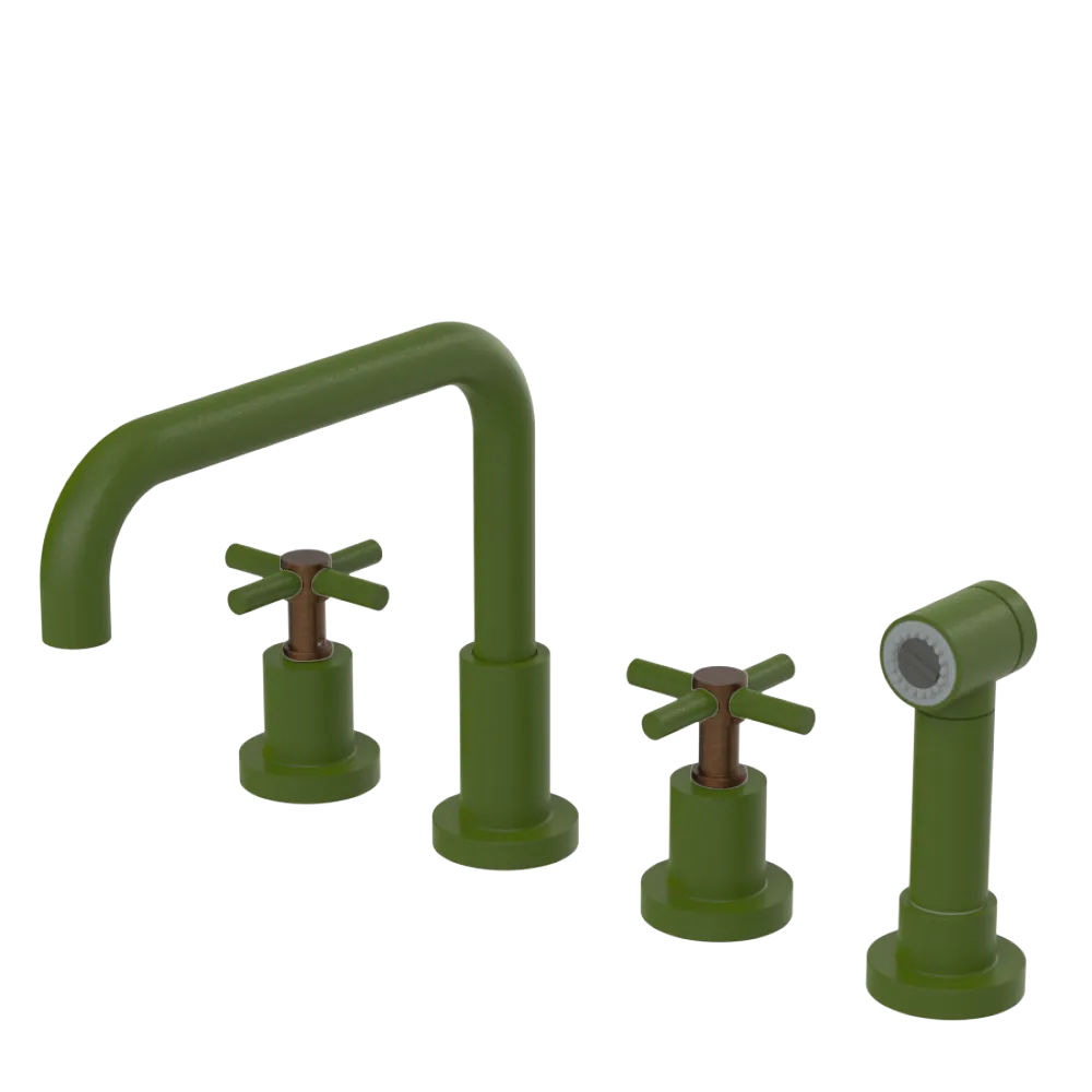 Rubinet Widespread Kitchen Set with Hand Spray Green Envy