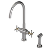 Rubinet Two Handle Single Hole Kitchen Set with LaSalle Spout with Hand Spray Polished Nickel