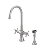 Rubinet Two Handle Single Hole Kitchen Set with Hand Spray Polished Nickel