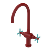 Rubinet Two Handle Single Hole Kitchen Set with LaSalle Spout Maroon