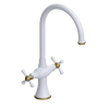 Rubinet Two Handle Single Hole Kitchen Set White