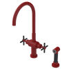 Rubinet Two Handle Single Hole Kitchen Set with LaSalle Spout with Hand Spray Maroon