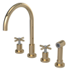 Rubinet Widespread Kitchen Set with LaSalle Spout with Hand Spray Gold