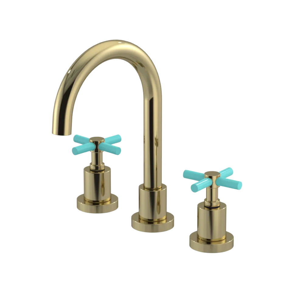 Rubinet Widespread Lav. Set. (less drain) Natural Brass