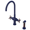 Rubinet Two Handle Single Hole Kitchen Set with LaSalle Spout with Hand Spray Midnight Blue
