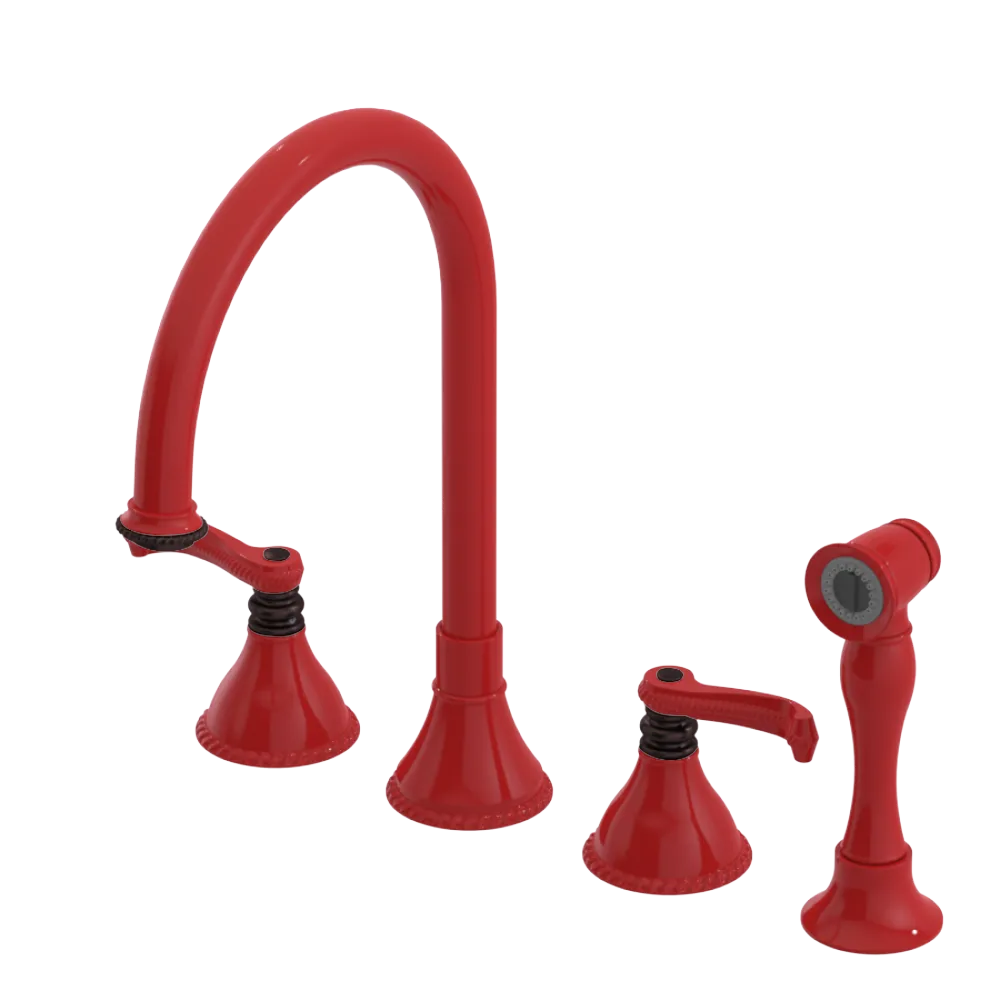 Rubinet Widespread Kitchen Set with Hand Spray Red