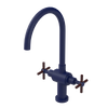 Rubinet Two Handle Single Hole Kitchen Set with LaSalle Spout Midnight Blue
