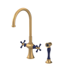 Rubinet Two Handle Single Hole Kitchen Set with Hand Spray Satin Gold