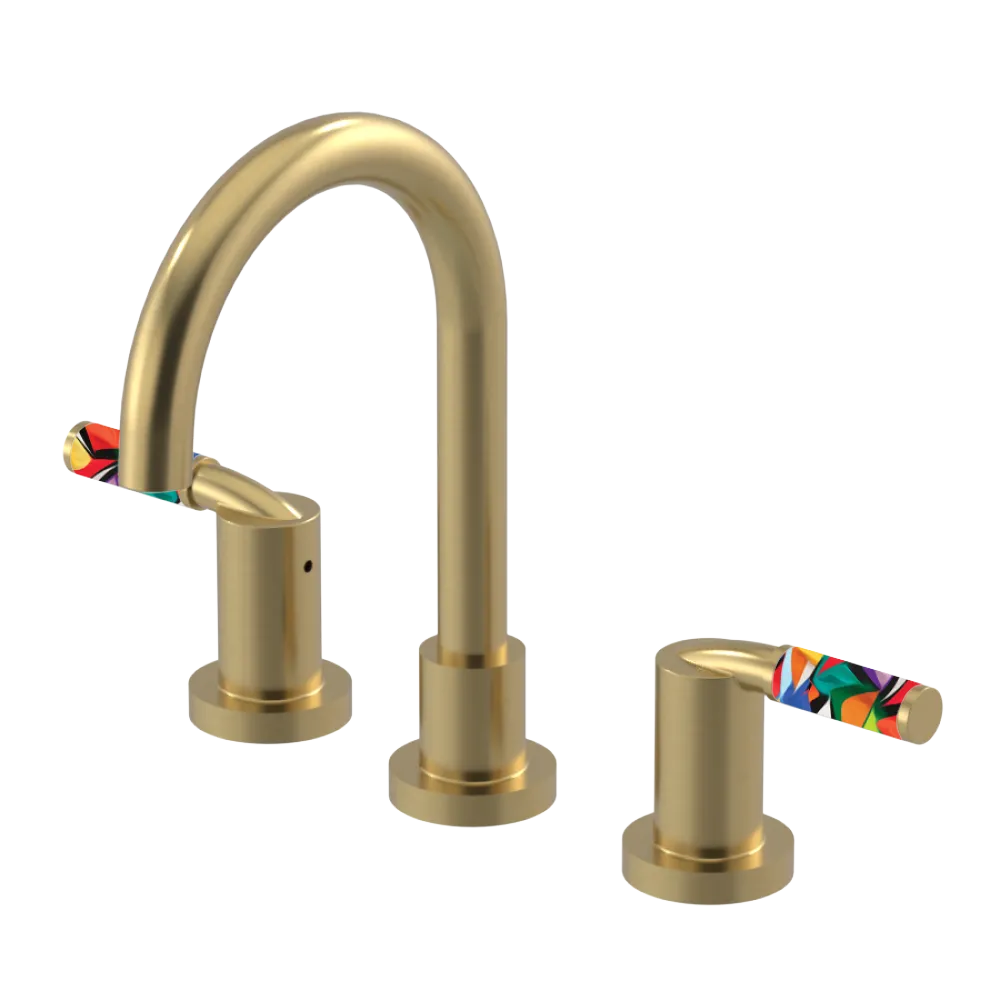 Rubinet Widespread Lav set (less drain) Satin Brass