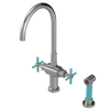Rubinet Two Handle Single Hole Kitchen Set with LaSalle Spout with Hand Spray Polished Nickel