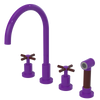 Rubinet Widespread Kitchen Set with LaSalle Spout with Hand Spray Purple Haze