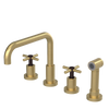 Rubinet Widespread Kitchen Set with Hand Spray Satin Brass