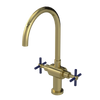Rubinet Two Handle Single Hole Kitchen Set with LaSalle Spout Natural Brass