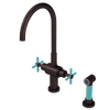 Rubinet Two Handle Single Hole Kitchen Set with LaSalle Spout with Hand Spray Oil Rubbed Bronze