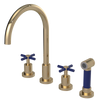 Rubinet Widespread Kitchen Set with LaSalle Spout with Hand Spray Gold