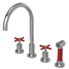 Rubinet Widespread Kitchen Set with LaSalle Spout with Hand Spray Polished Nickel