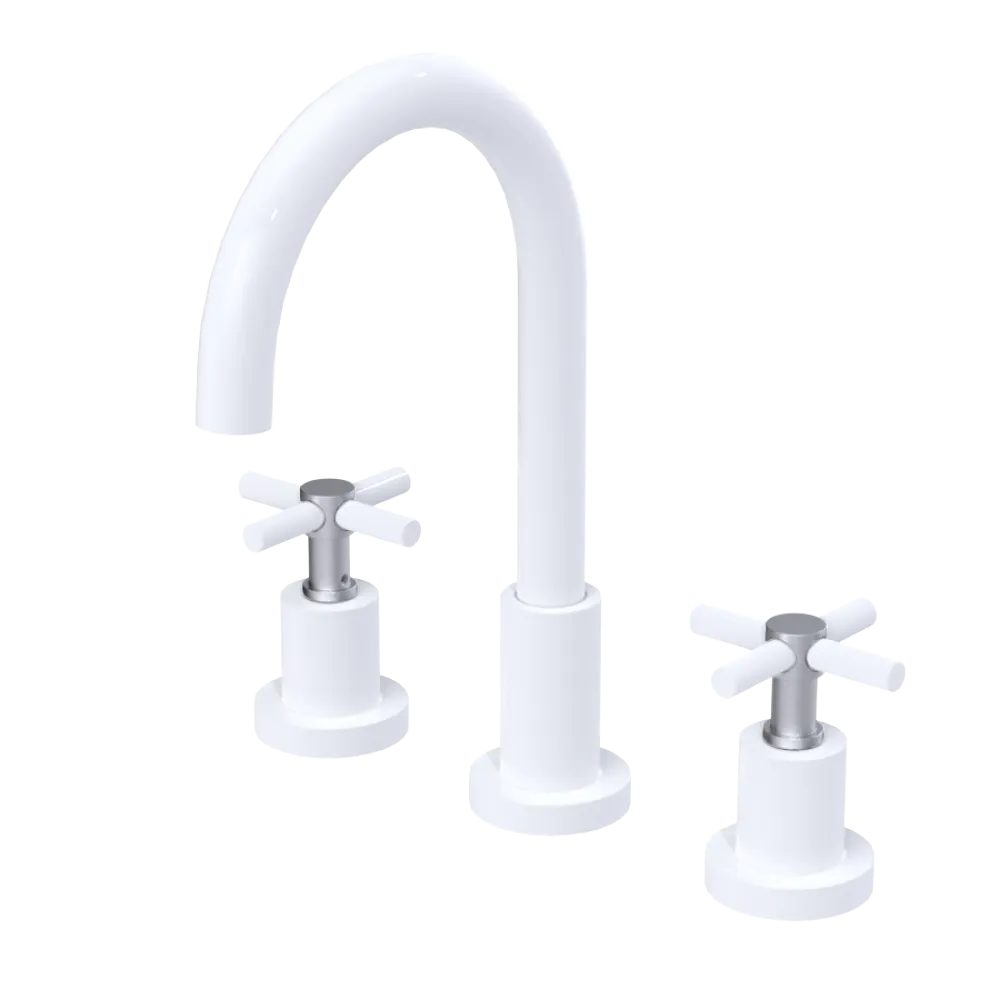 Rubinet Widespread Kitchen Set with LaSalle Spout White