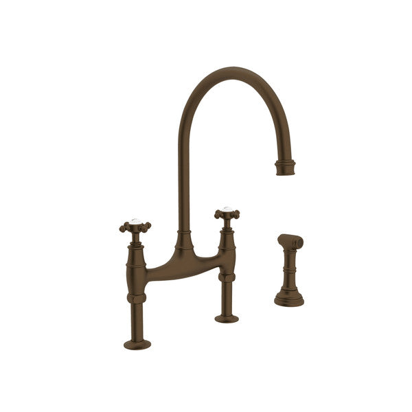 Perrin & Rowe Georgian Era Bridge Kitchen Faucet With Sidespray - With Cross Handle.4718X-APC