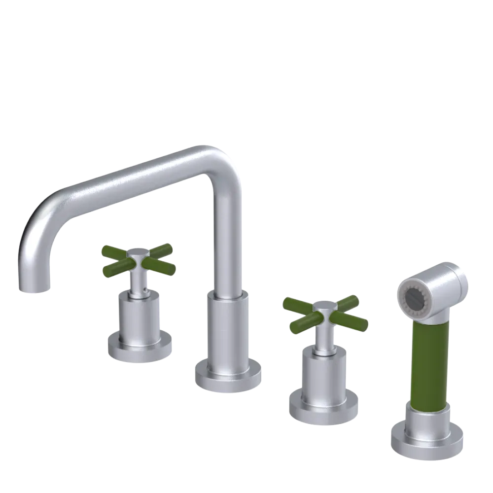 Rubinet Widespread Kitchen Set with Hand Spray Satin Chrome