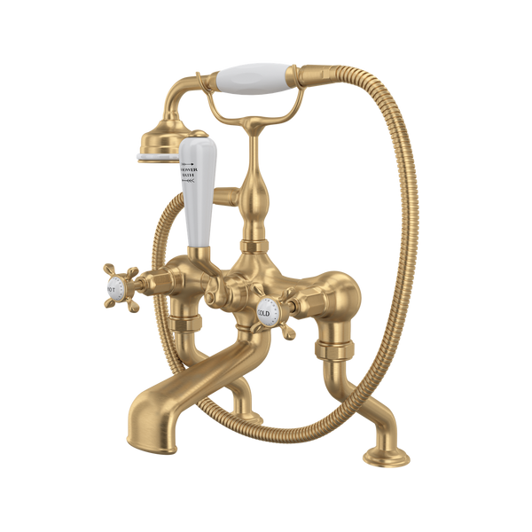 Perrin & Rowe Edwardian Exposed Deck Mount Tub Filler With Handshower - With Cross Handle.3501X/1
