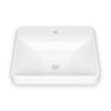 KALIA Kosla - Rectangular washbasin with curved bowl design and integrated faucet ledge - White gloss vitreous porcelain