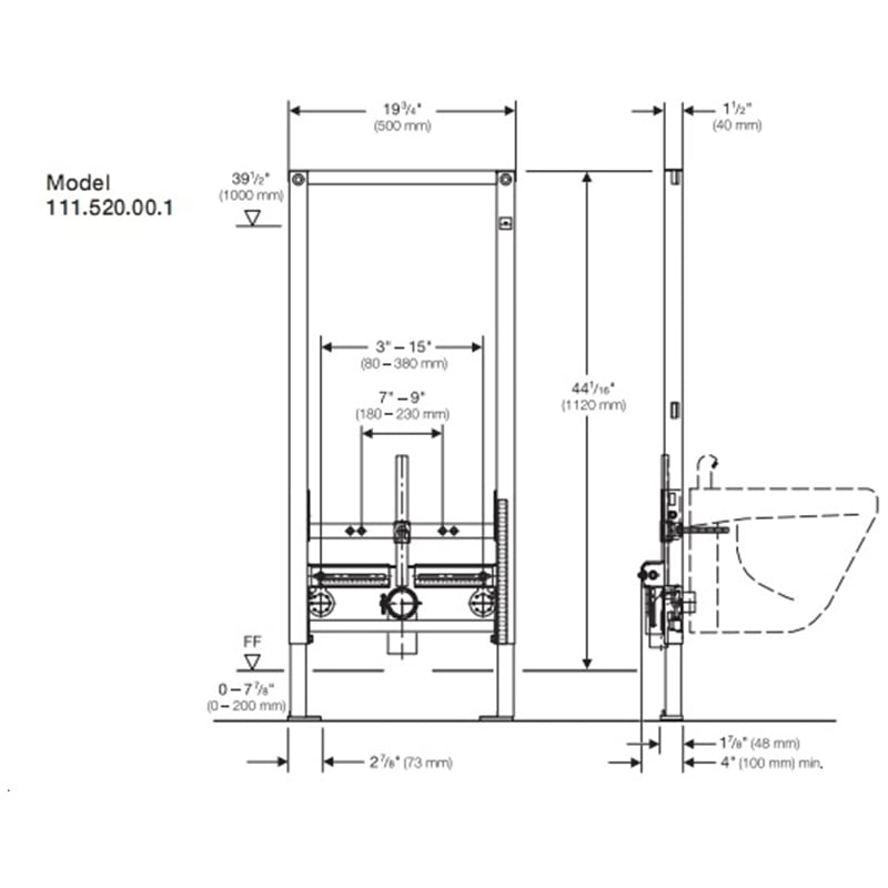 Geberit Duofix In-Wall System For Bidets For 2x6 Construction - Golzar Home