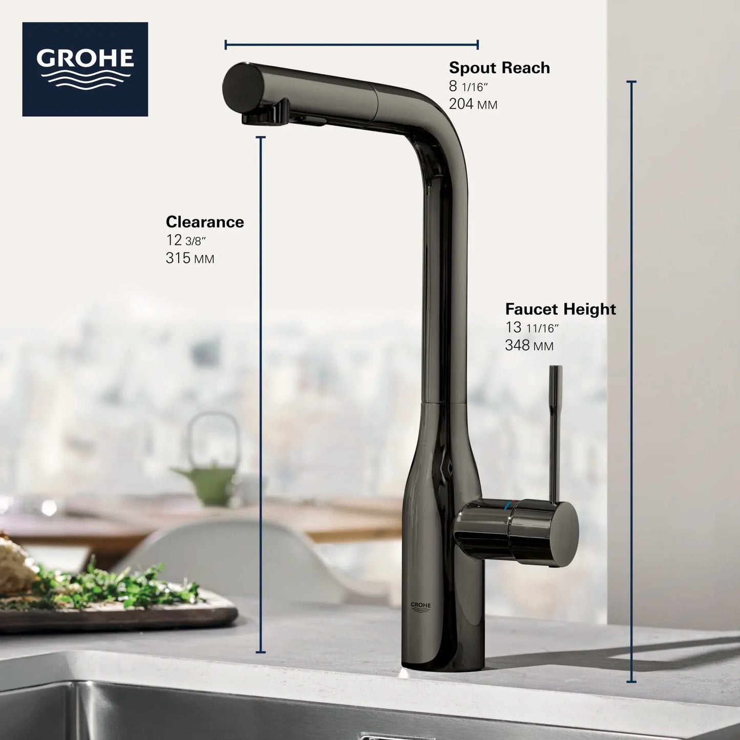 Grohe Essence New Single - Handle Pull - Out Kitchen Faucet Dual Spray 6.6 L/min (1.75 gpm) - Golzar Home