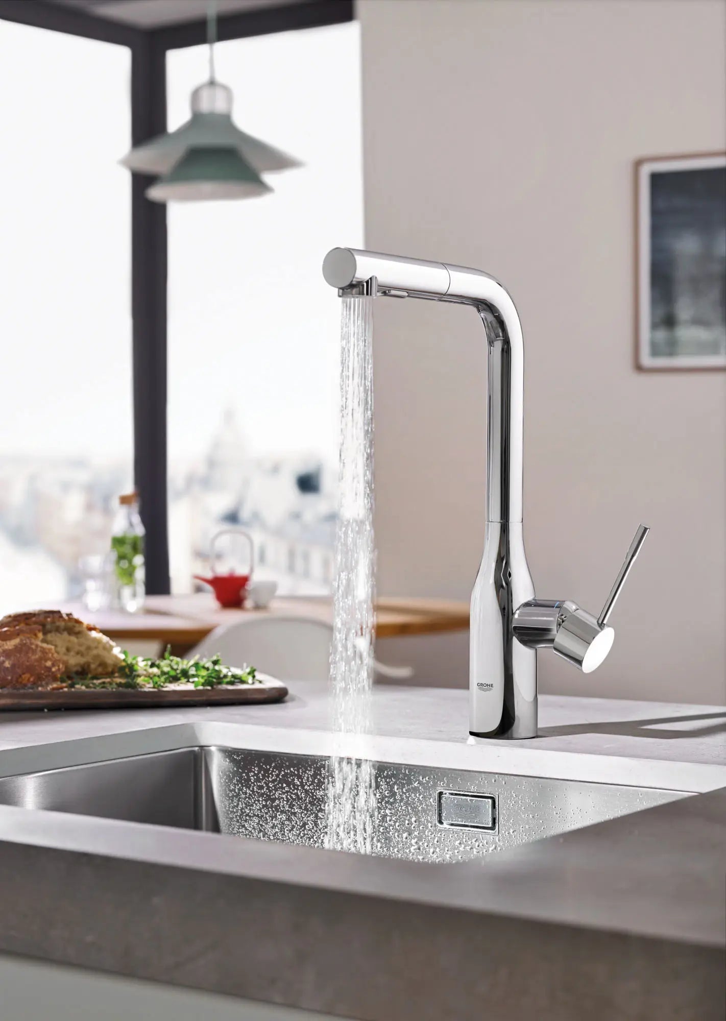 Grohe Essence New Single - Handle Pull - Out Kitchen Faucet Dual Spray 6.6 L/min (1.75 gpm) - Golzar Home