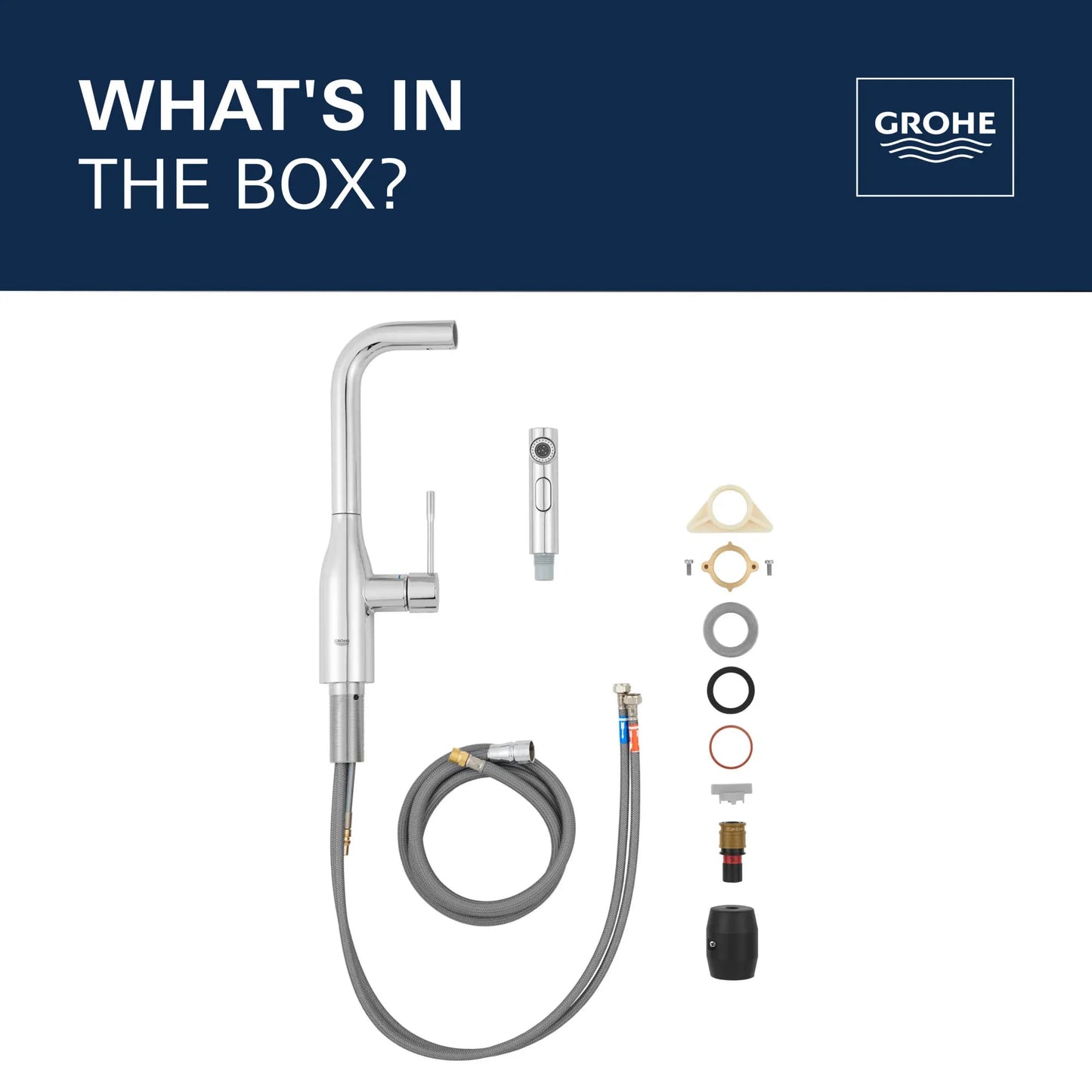 Grohe Essence New Single - Handle Pull - Out Kitchen Faucet Dual Spray 6.6 L/min (1.75 gpm) - Golzar Home