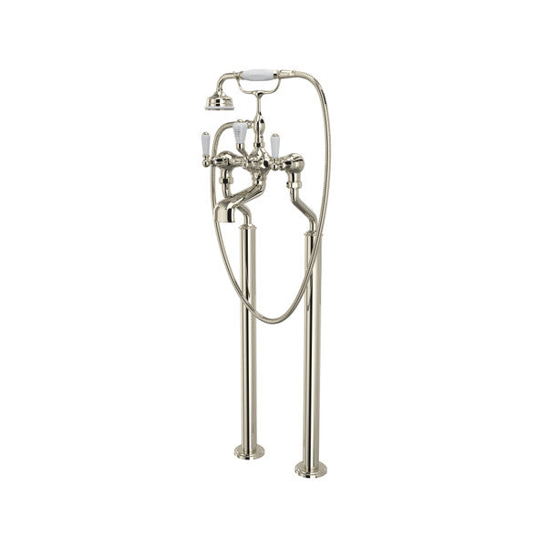 Perrin & Rowe Edwardian Exposed Floor Mount Tub Filler With Handshower - With Metal Lever Handle.3520L/1
