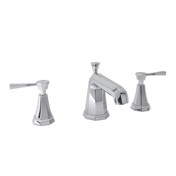 Perrin & Rowe Deco High Neck Widespread Bathroom Faucet - With Metal Lever Handle.3141LS-APC