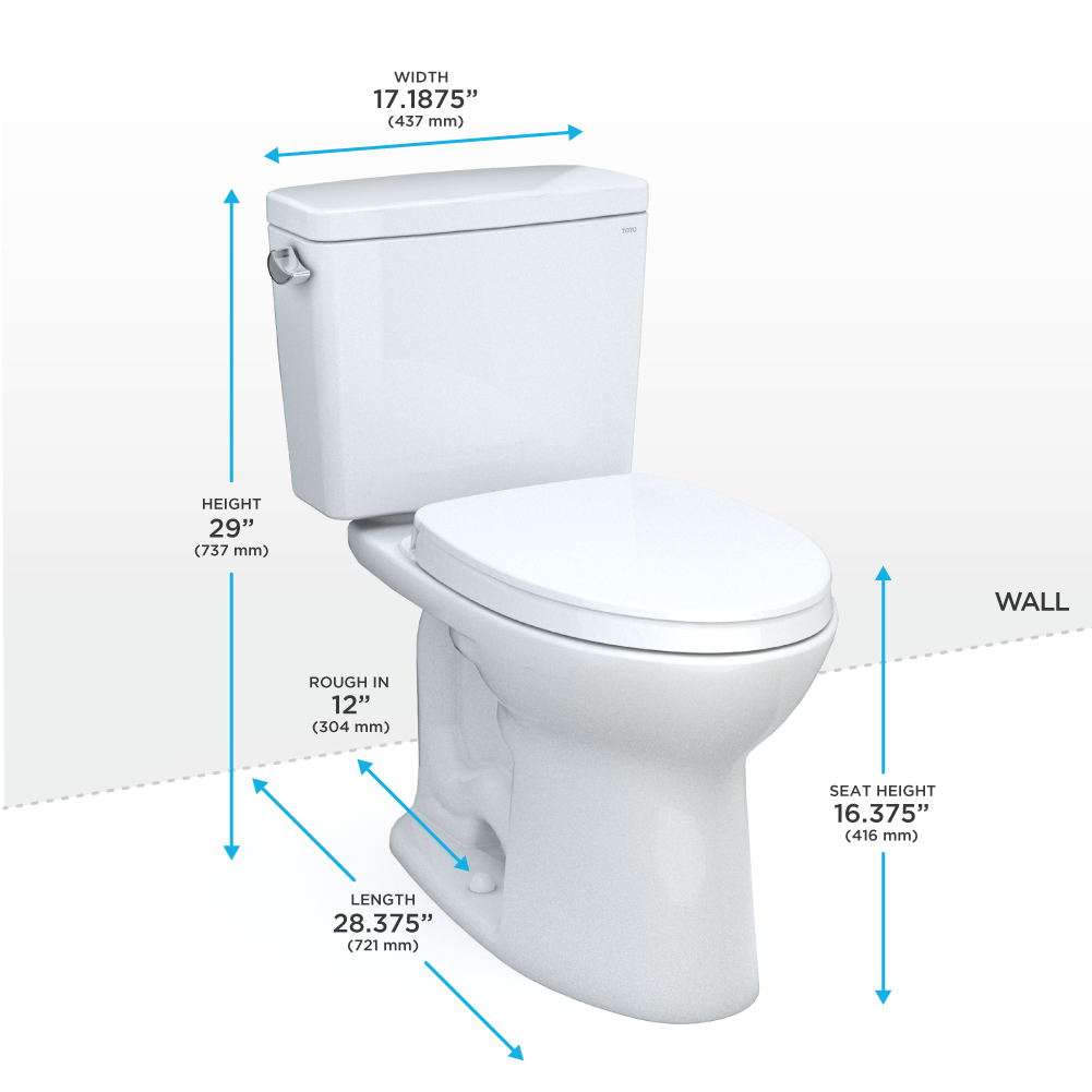 Toto Drake® Two-piece Toilet, 1.28 GPF, Elongated Bowl - Regular Height