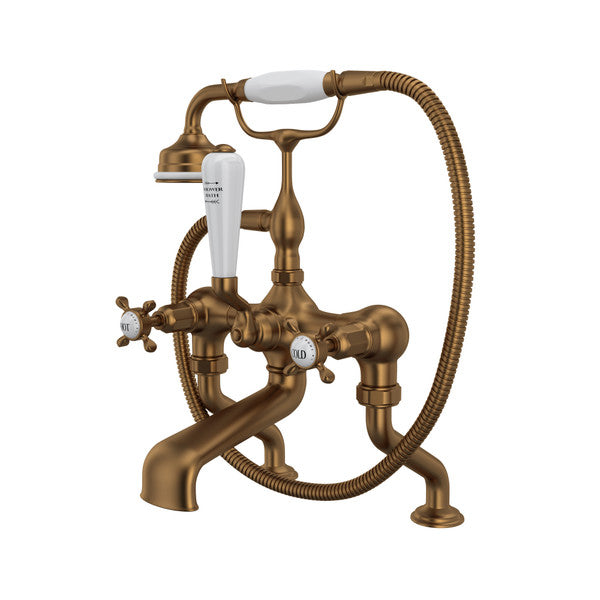 Perrin & Rowe Edwardian Exposed Deck Mount Tub Filler With Handshower - With Cross Handle.3501X/1