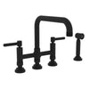 ROHL Campo Deck Mount U-Spout 3 Leg Bridge Faucet With Sidespray
